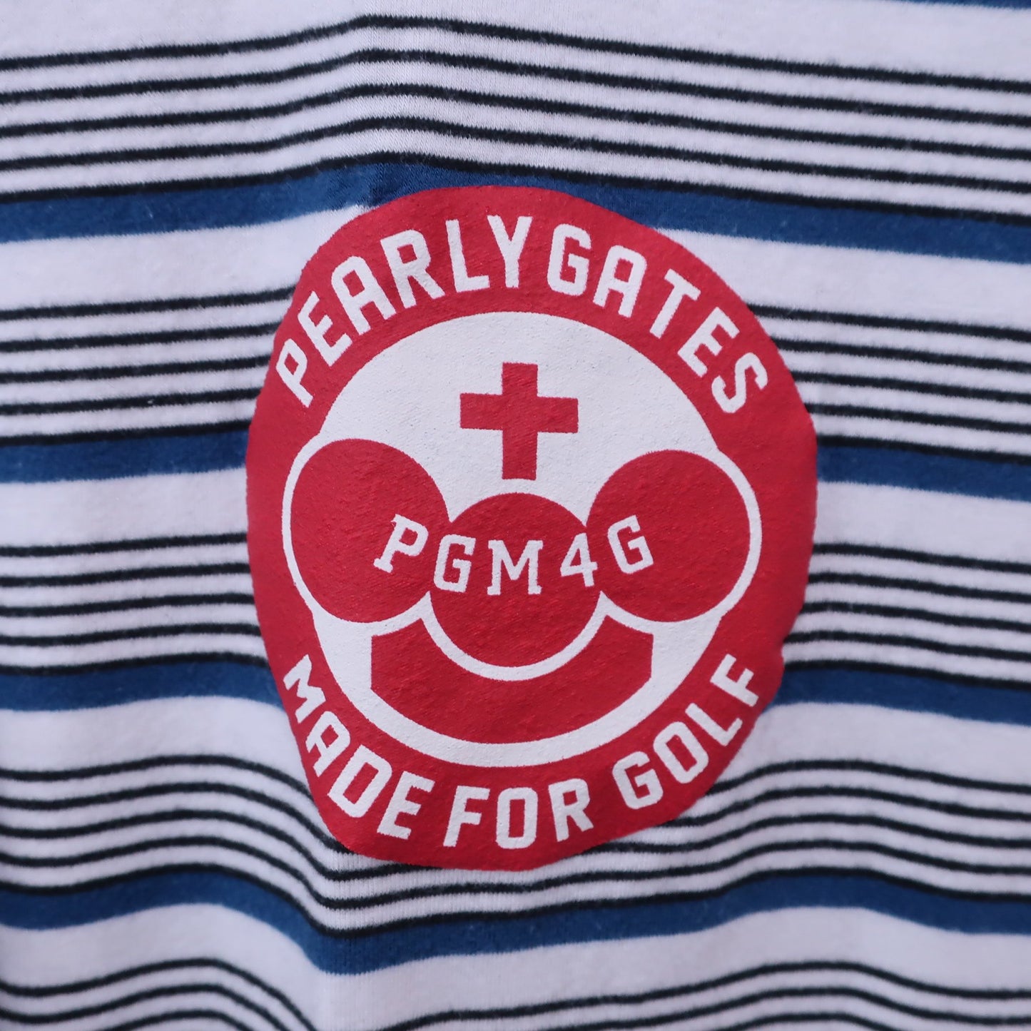 PEARLY GATES(パーリーゲイツ) ハイネックシャツ 白青系ボーダー メンズ 5 053-7166103 B