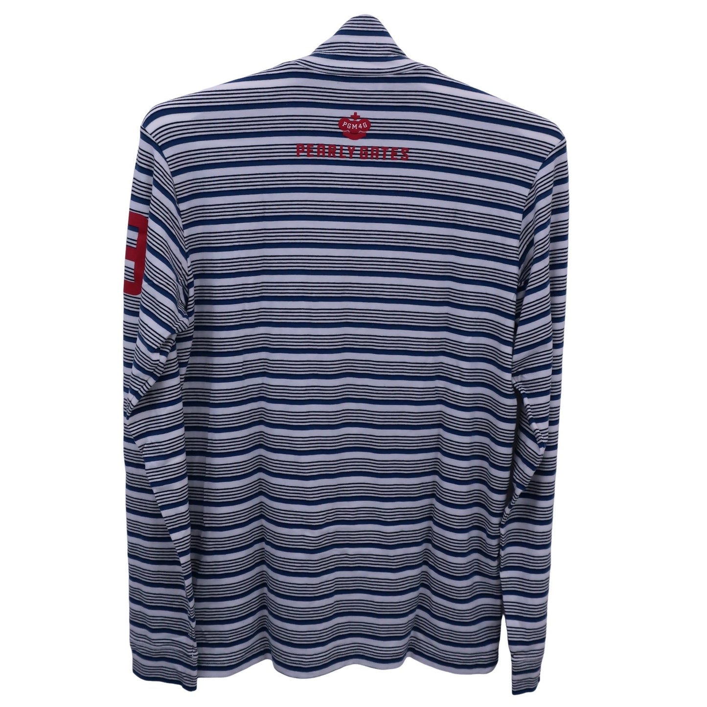 PEARLY GATES(パーリーゲイツ) ハイネックシャツ 白青系ボーダー メンズ 5 053-7166103 B