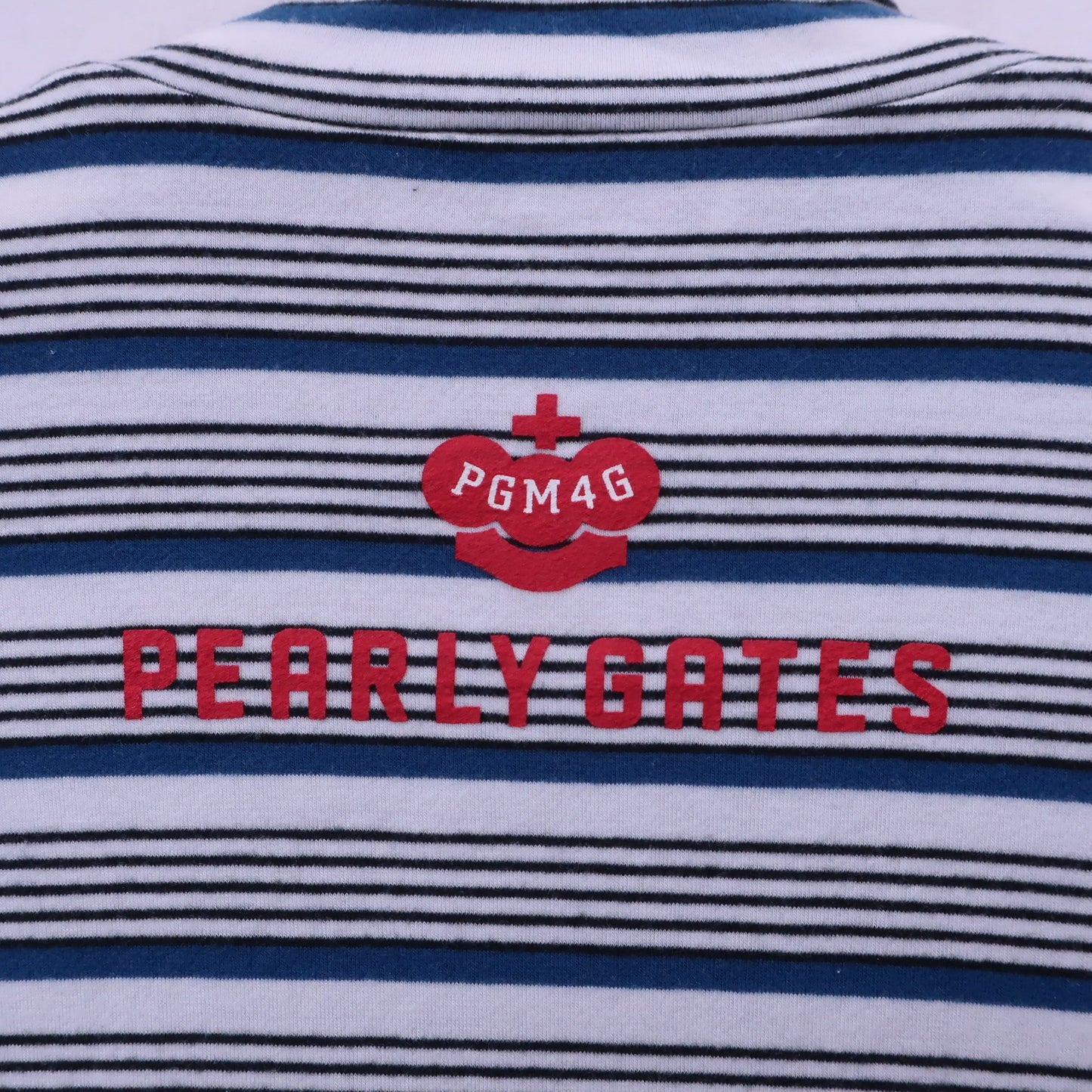 PEARLY GATES(パーリーゲイツ) ハイネックシャツ 白青系ボーダー メンズ 5 053-7166103 B