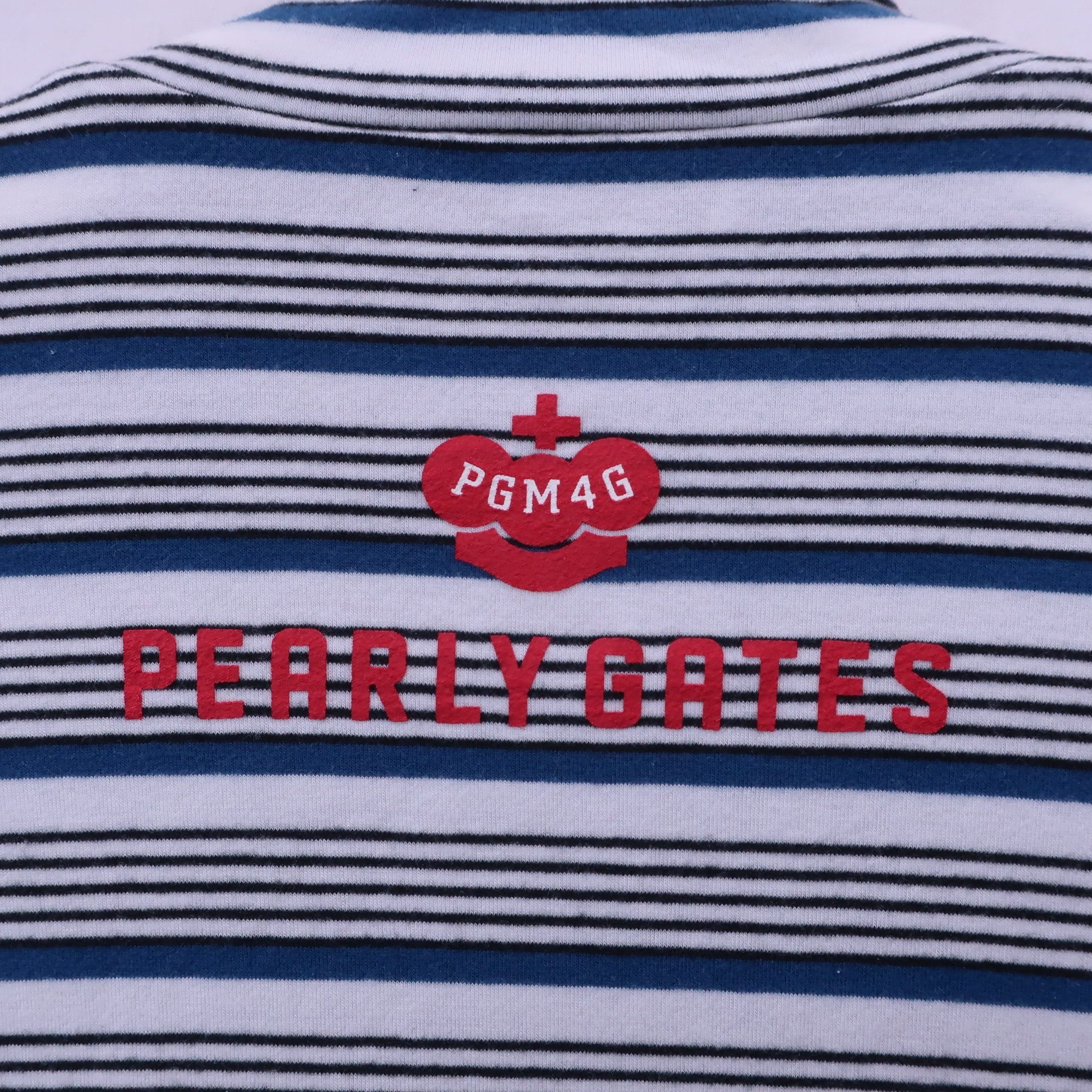 PEARLY GATES(パーリーゲイツ) ハイネックシャツ 白青系ボーダー メンズ 5 053-7166103 B