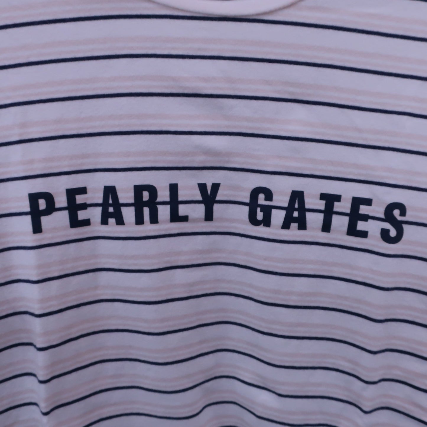 PEARLY GATES(パーリーゲイツ) ハイネックシャツ 白ベージュボーダー メンズ 5 053-166124 B