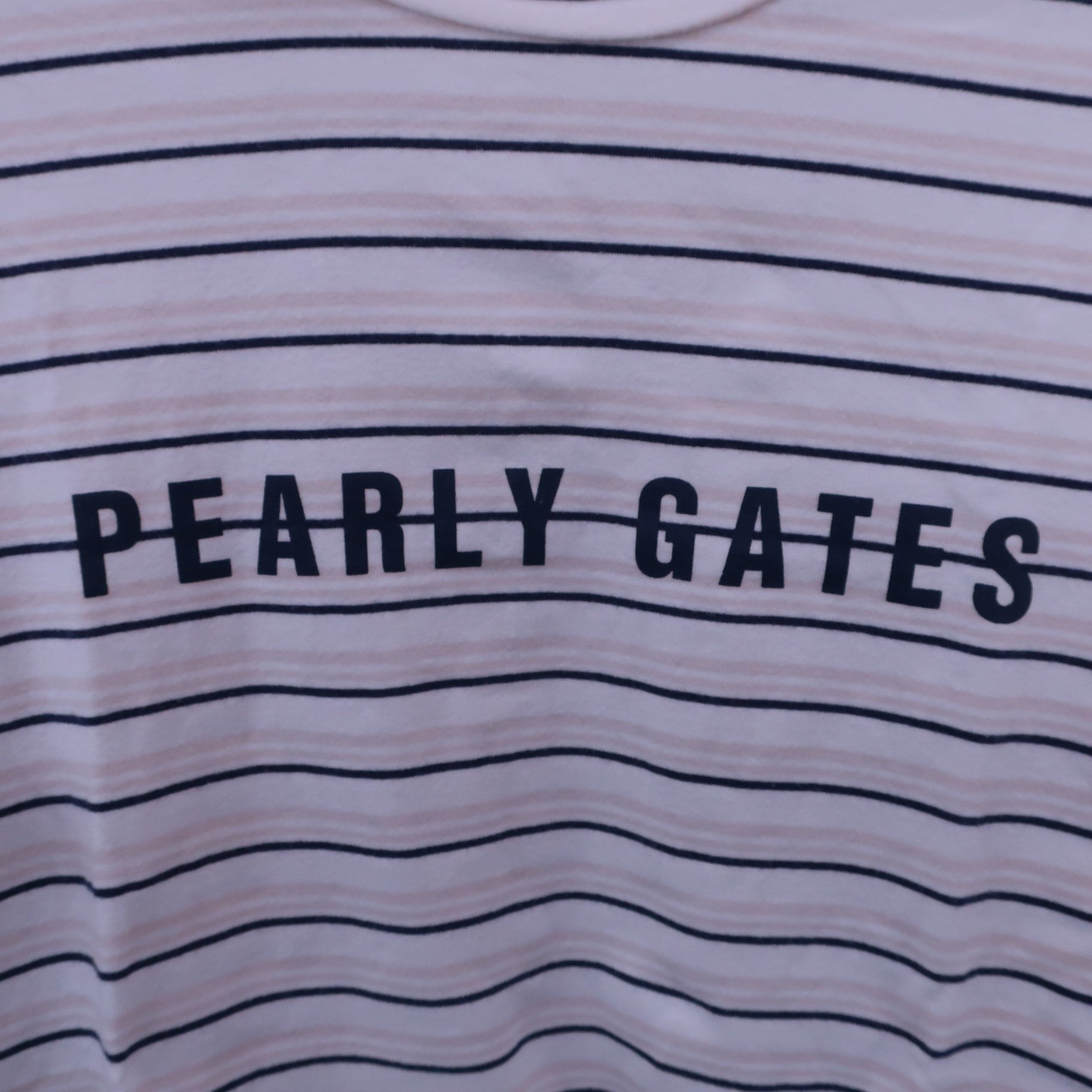 PEARLY GATES(パーリーゲイツ) ハイネックシャツ 白ベージュボーダー メンズ 5 053-166124 B