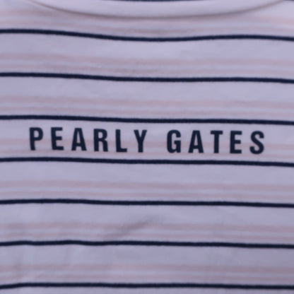 PEARLY GATES(パーリーゲイツ) ハイネックシャツ 白ベージュボーダー メンズ 5 053-166124 B