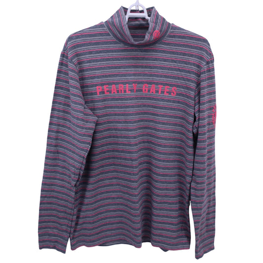 PEARLY GATES(パーリーゲイツ) ハイネックシャツ グレーピンクボーダー メンズ 5 053-166124 A