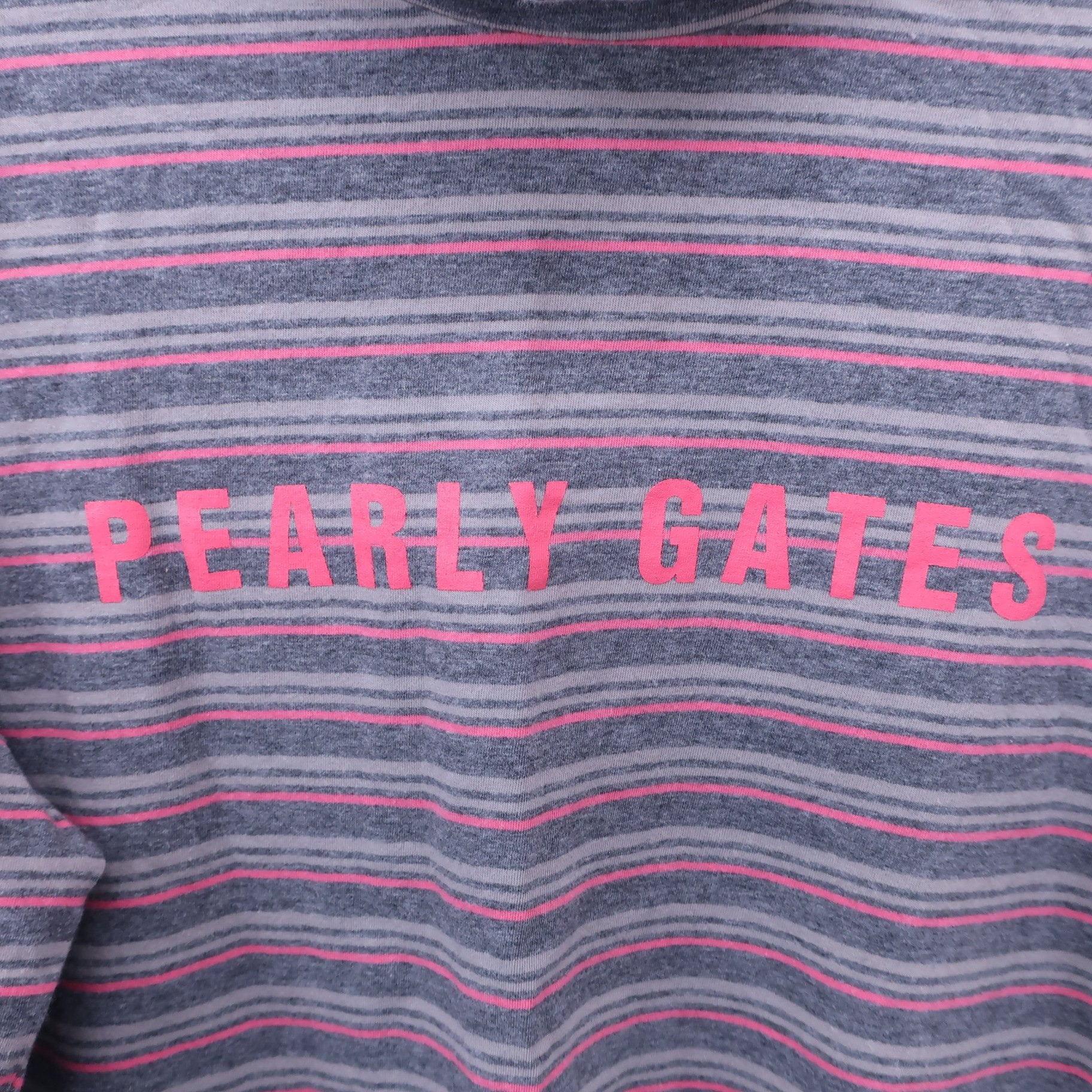 PEARLY GATES(パーリーゲイツ) ハイネックシャツ グレーピンクボーダー メンズ 5 053-166124 A