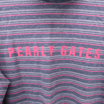 PEARLY GATES(パーリーゲイツ) ハイネックシャツ グレーピンクボーダー メンズ 5 053-166124 A