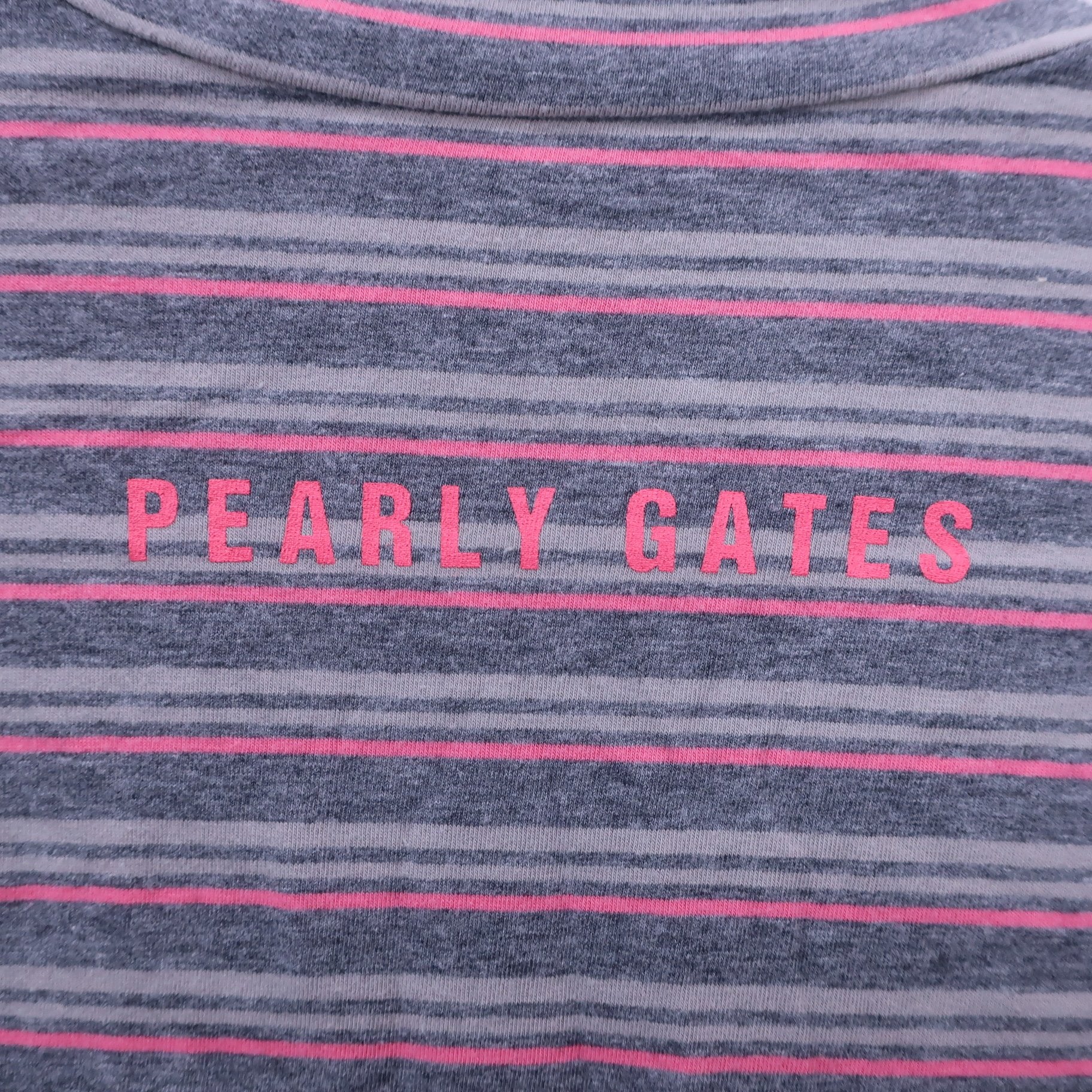 PEARLY GATES(パーリーゲイツ) ハイネックシャツ グレーピンクボーダー メンズ 5 053-166124 A