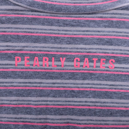 PEARLY GATES(パーリーゲイツ) ハイネックシャツ グレーピンクボーダー メンズ 5 053-166124 A