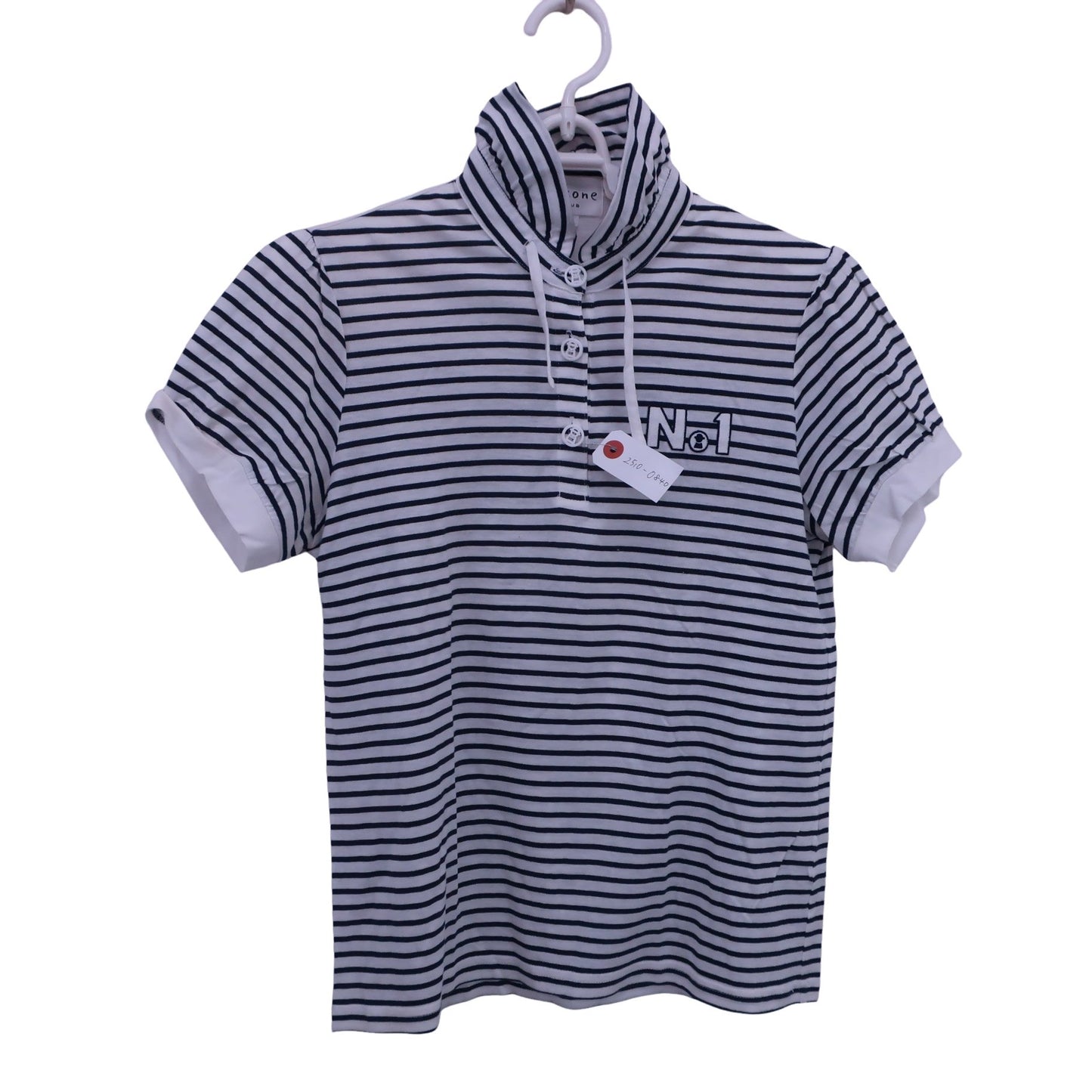 PICONE CLUB(ピコネクラブ) ポロシャツ 白ネイビーボーダー レディース 1 A