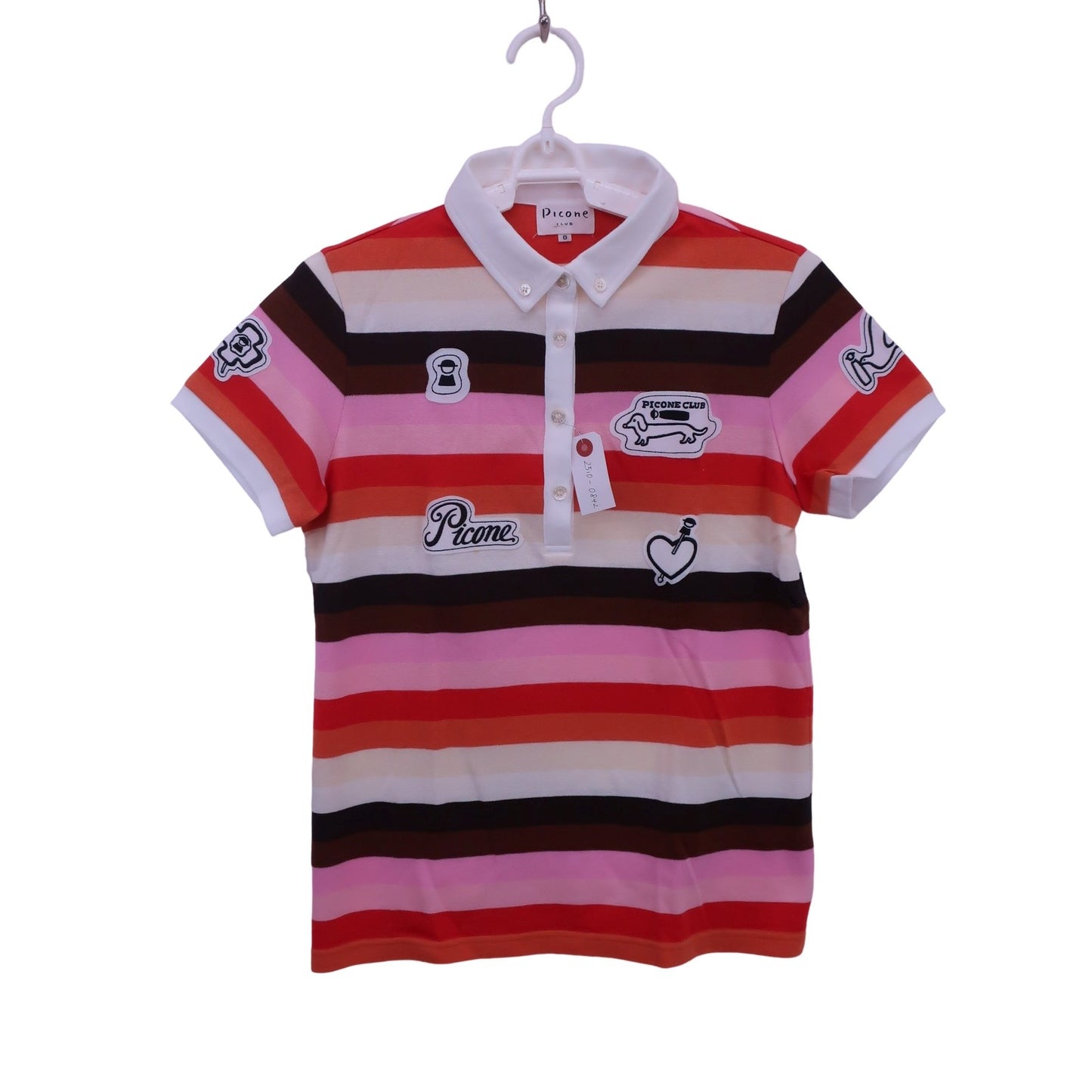 PICONE CLUB(ピコネクラブ) ポロシャツ 白カラフルボーダー レディース 0 A