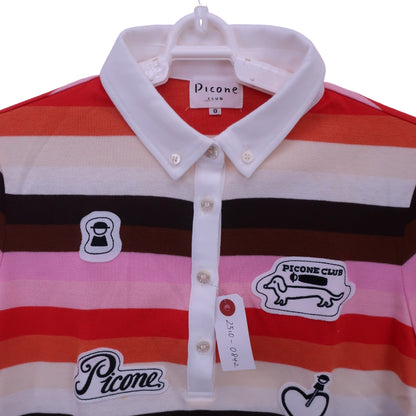 PICONE CLUB(ピコネクラブ) ポロシャツ 白カラフルボーダー レディース 0 A