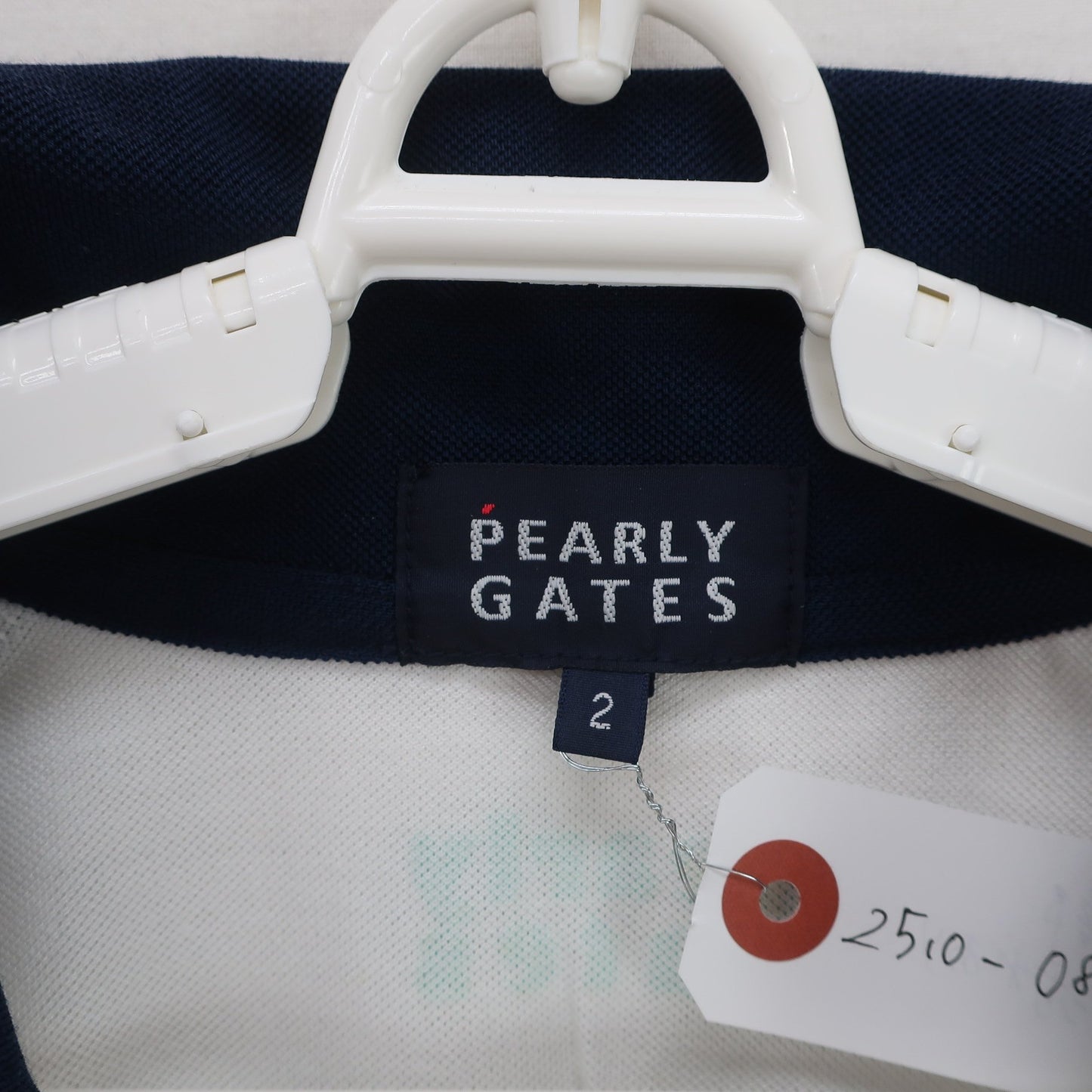 PEARLY GATES(パーリーゲイツ) ポロシャツ 白ネイビー レディース 2 055-264017 B