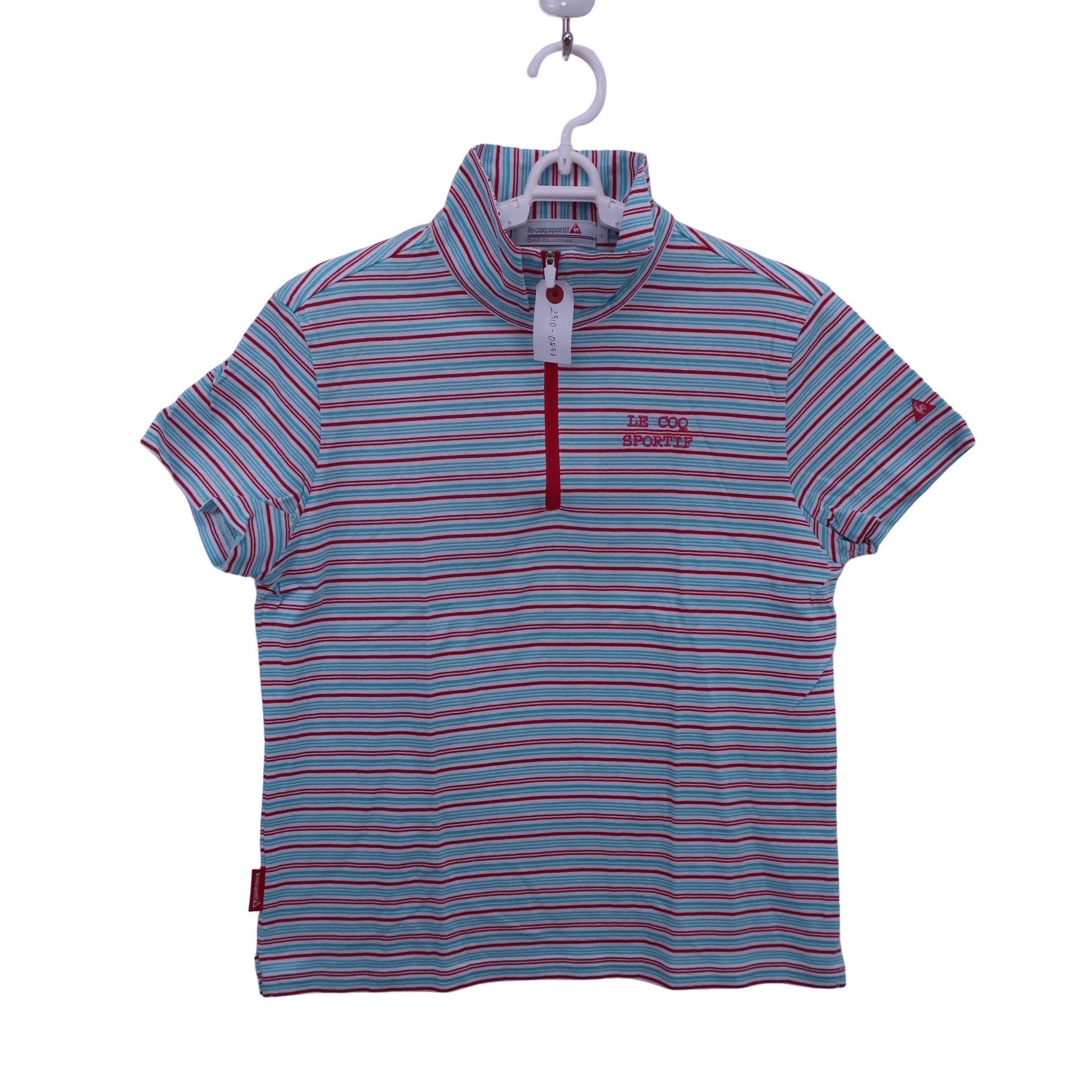 le coq sportif(ルコックスポルティフ) ハーフジップシャツ 青赤ボーダー レディース L A