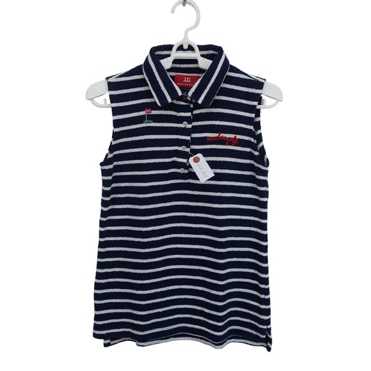 MAULOA GOLF(マウロアゴルフ) ノースリーブポロシャツ ネイビー白ボーダー レディース S B