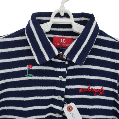 MAULOA GOLF(マウロアゴルフ) ノースリーブポロシャツ ネイビー白ボーダー レディース S B