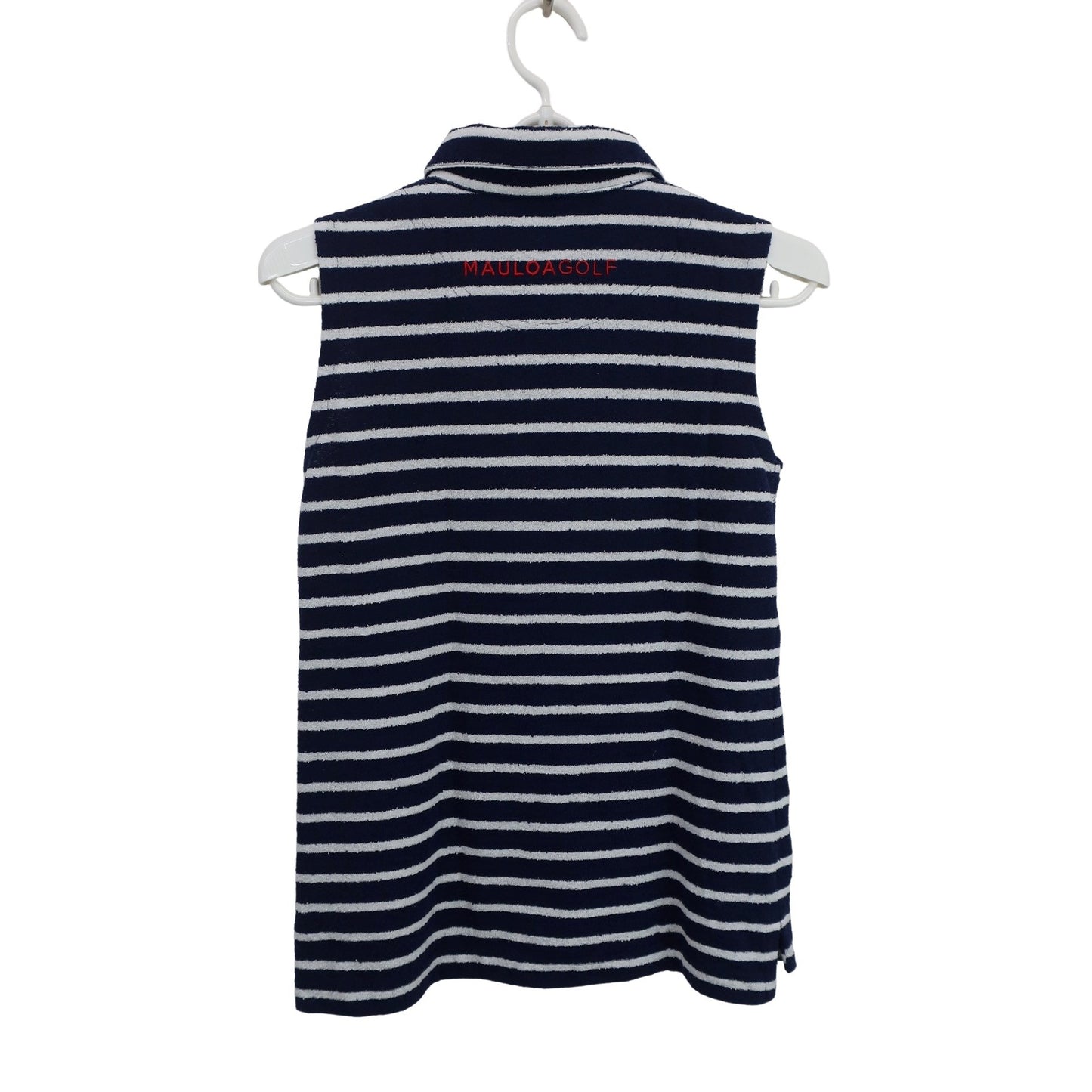 MAULOA GOLF(マウロアゴルフ) ノースリーブポロシャツ ネイビー白ボーダー レディース S B