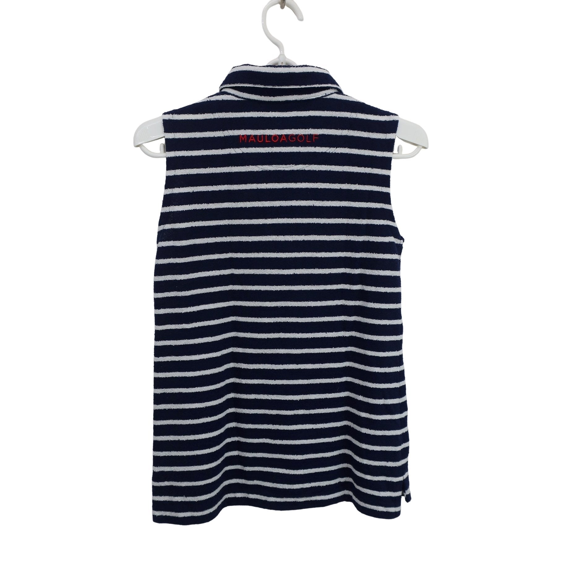 MAULOA GOLF(マウロアゴルフ) ノースリーブポロシャツ ネイビー白ボーダー レディース S B