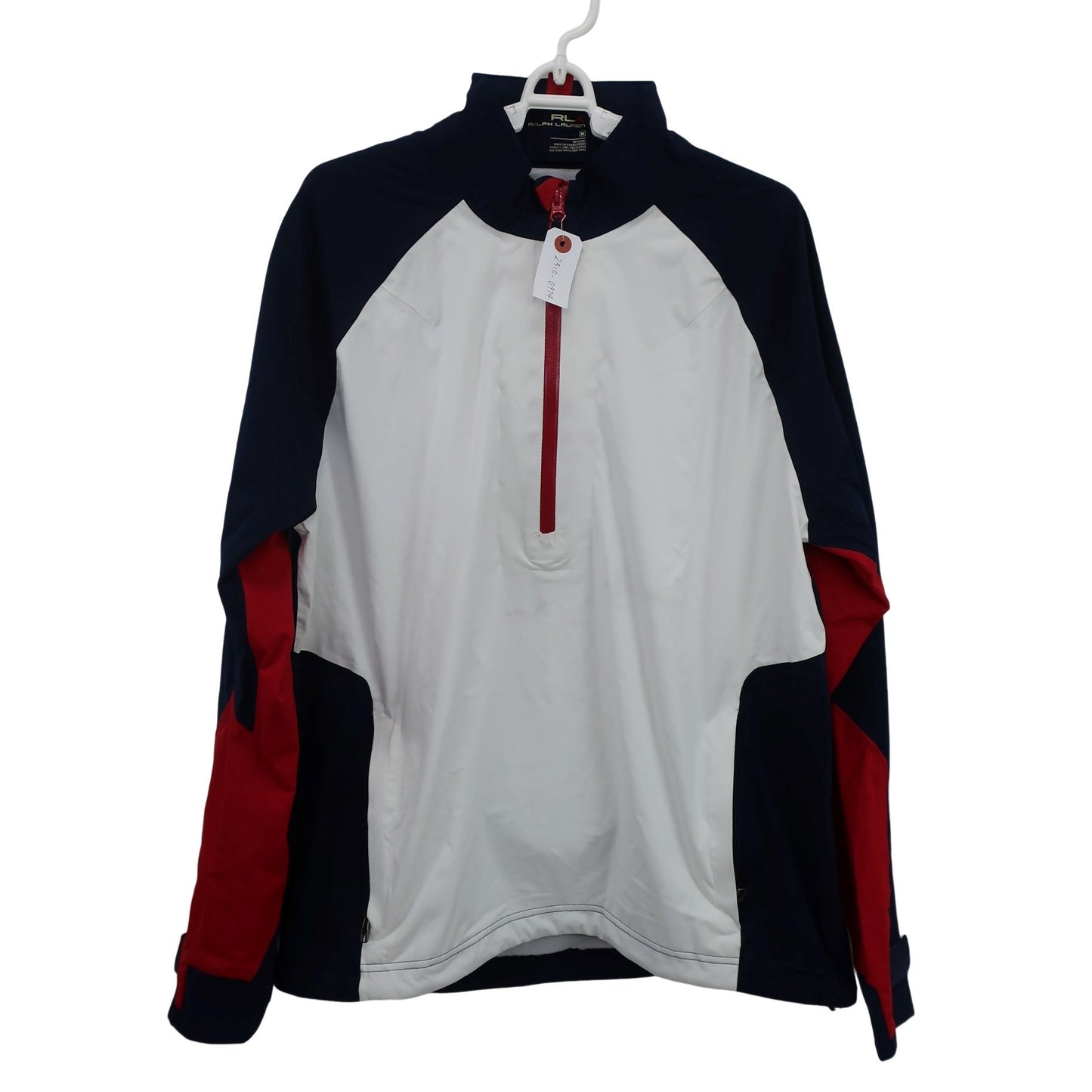 RLX RALPH LAUREN(アールエルエックス) ハーフジップウィンドブレーカー 白ネイビー メンズ M A