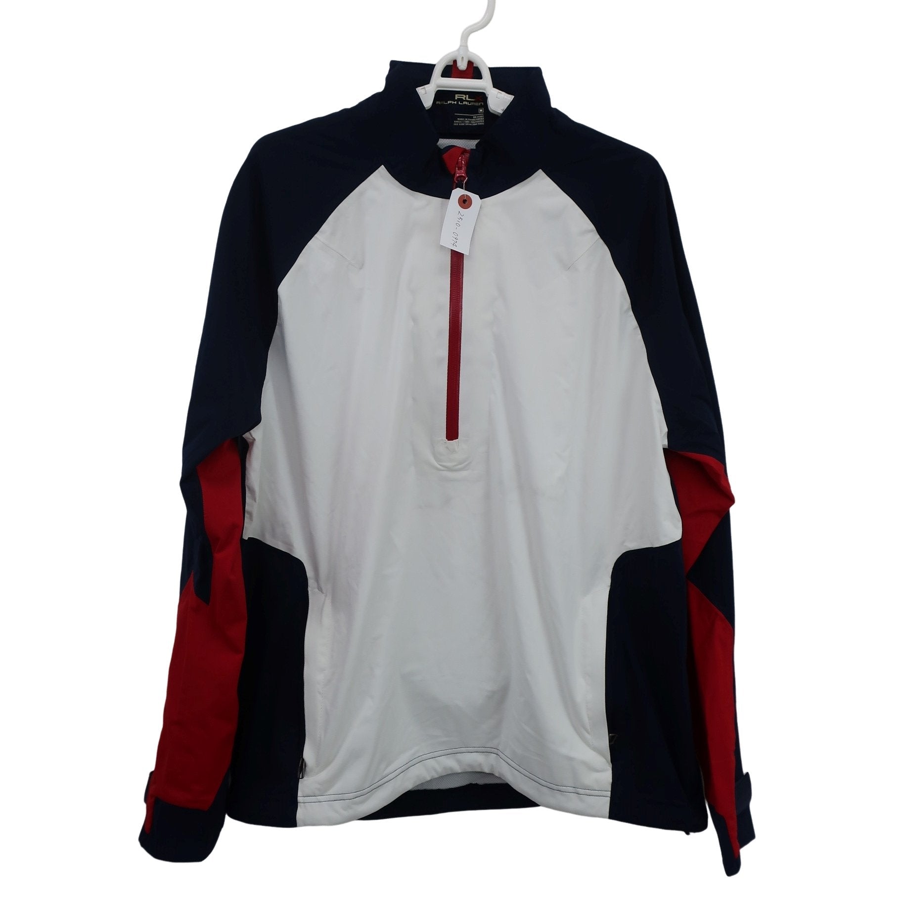 RLX RALPH LAUREN(アールエルエックス) ハーフジップウィンドブレーカー 白ネイビー メンズ M A