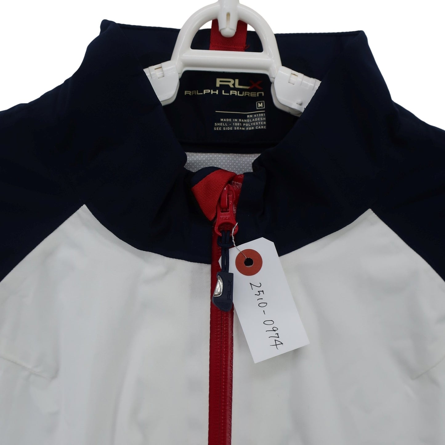 RLX RALPH LAUREN(アールエルエックス) ハーフジップウィンドブレーカー 白ネイビー メンズ M A