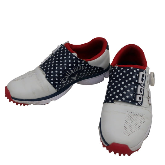 Callaway(キャロウェイ) ダイヤル式ゴルフシューズ 白ネイビー星条旗柄風 レディース 23.0cm HYPERCHEV BOA B
