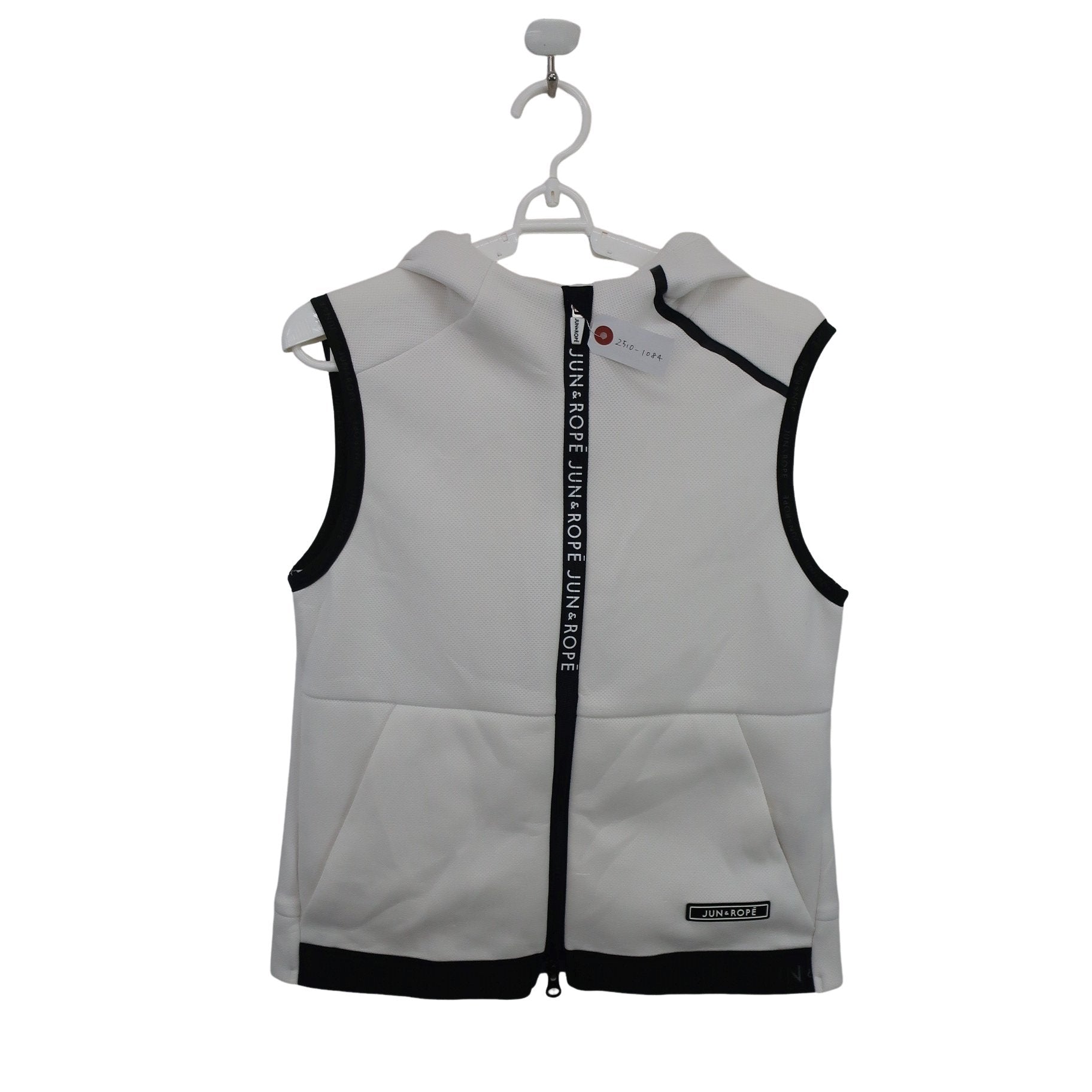 Jun and Rope(ジュン アンド ロペ) フード付きベスト 白黒 レディース M B