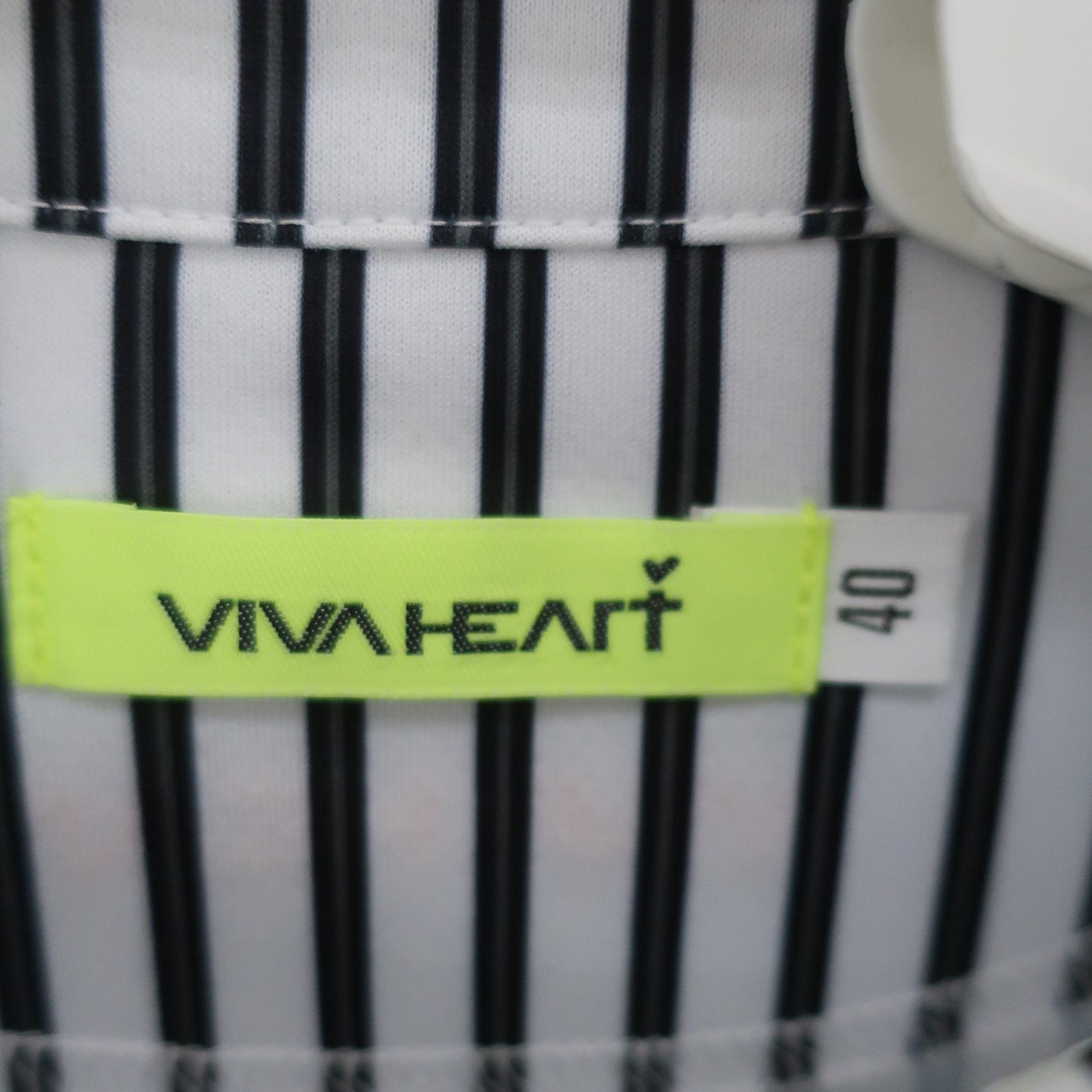 VIVA HEART(ビバハート) 長袖ポロシャツ 白黒ストライプ レディース 40 A