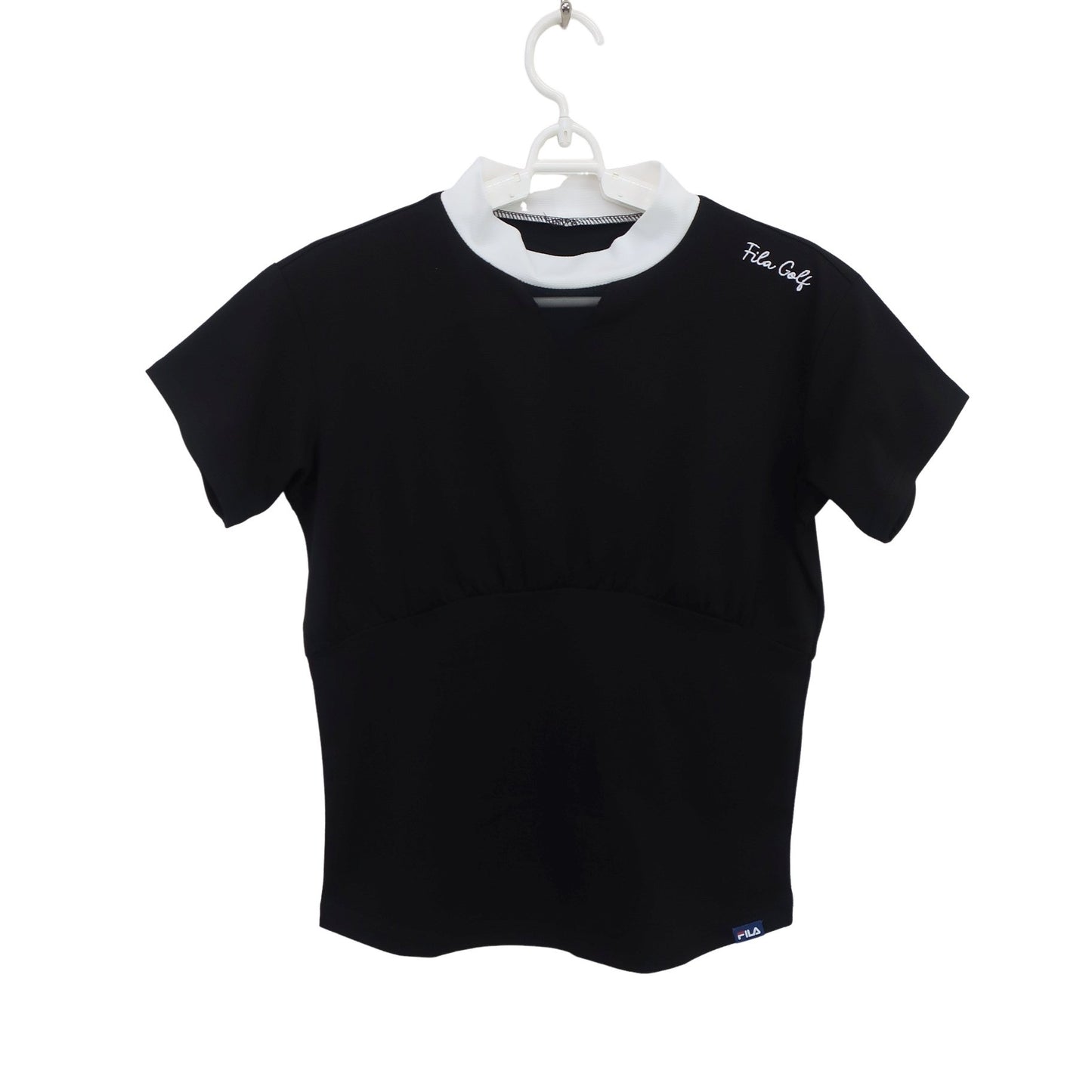 FILA GOLF(フィラゴルフ) 半袖モックネックシャツ 黒白 レディース M N