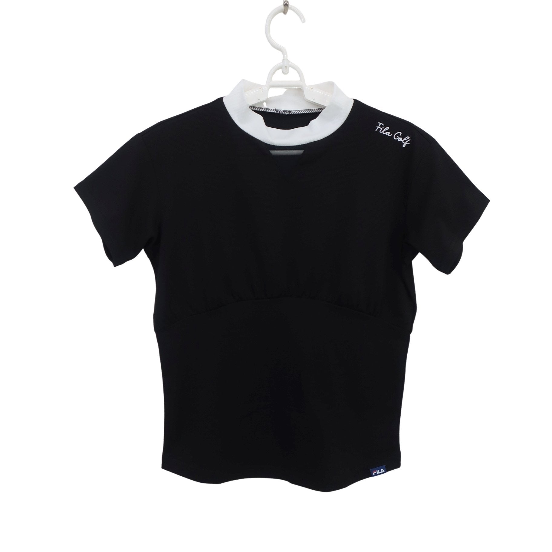 FILA GOLF(フィラゴルフ) 半袖モックネックシャツ 黒白 レディース M N