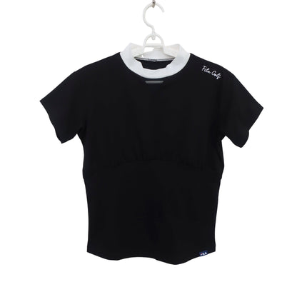 FILA GOLF(フィラゴルフ) 半袖モックネックシャツ 黒白 レディース M N