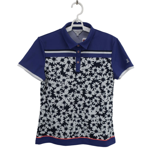 LANVIN SPORT(ランバンスポーツ) ポロシャツ 紫ネイビー白花柄 レディース 38 A