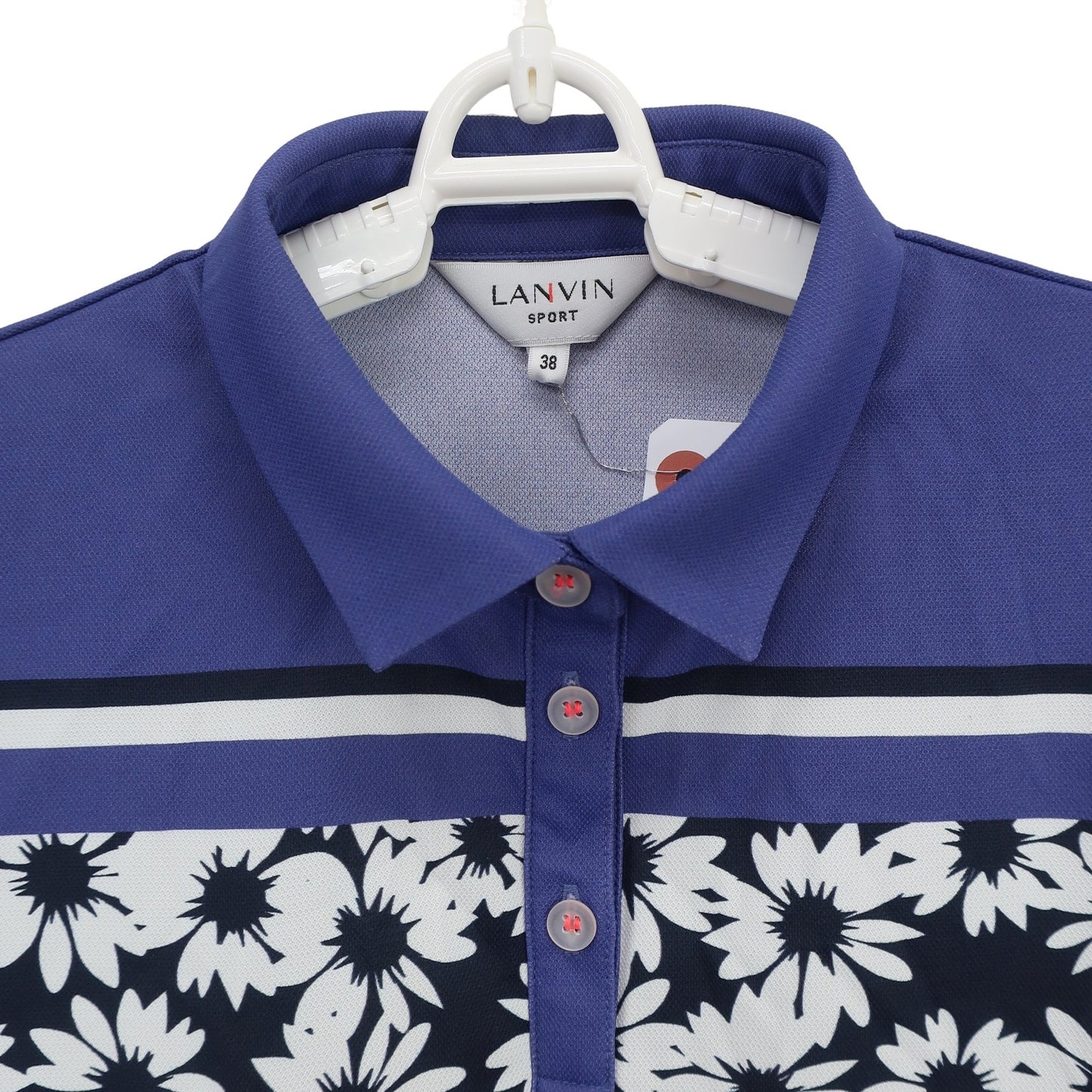 LANVIN SPORT(ランバンスポーツ) ポロシャツ 紫ネイビー白花柄 レディース 38 A