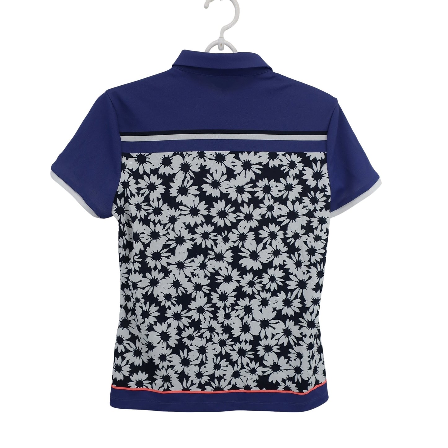 LANVIN SPORT(ランバンスポーツ) ポロシャツ 紫ネイビー白花柄 レディース 38 A