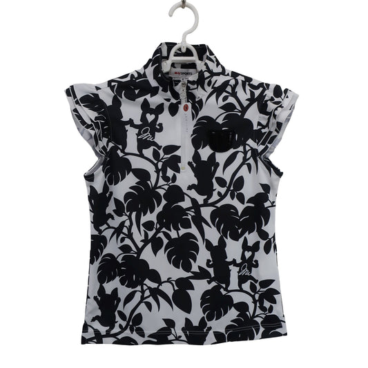 M.U SPORTS(エムユースポーツ) ハーフジップシャツ 白黒総柄 レディース 40 A