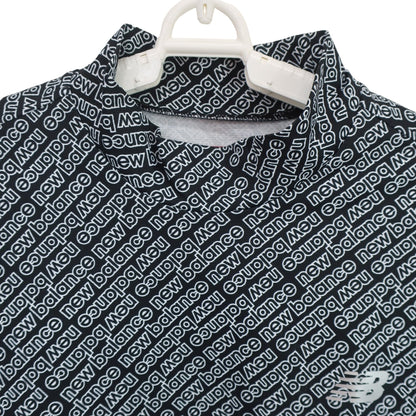 New Balance golf(ニューバランスゴルフ) 半袖モックネックシャツ 黒白ロゴ文字柄 メンズ 6 012-4266002 A