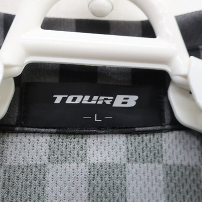 BRIDGESTONE GOLF(ブリヂストンゴルフ) ポロシャツ 黒グレー市松柄 メンズ L A