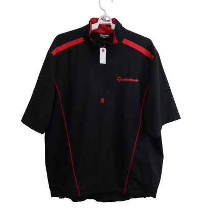 TaylorMade(テーラーメイド) 半袖ハーフジップシャツ 黒赤 メンズ L A