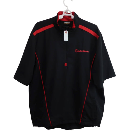 TaylorMade(テーラーメイド) 半袖ハーフジップシャツ 黒赤 メンズ L A