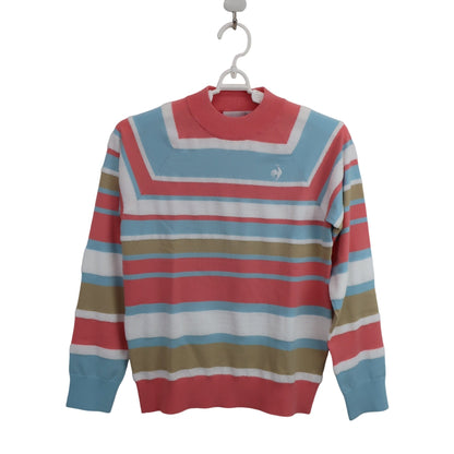 le coq sportif(ルコックスポルティフ) モックネックニットシャツ ピンク系カラフルボーダー レディース S A