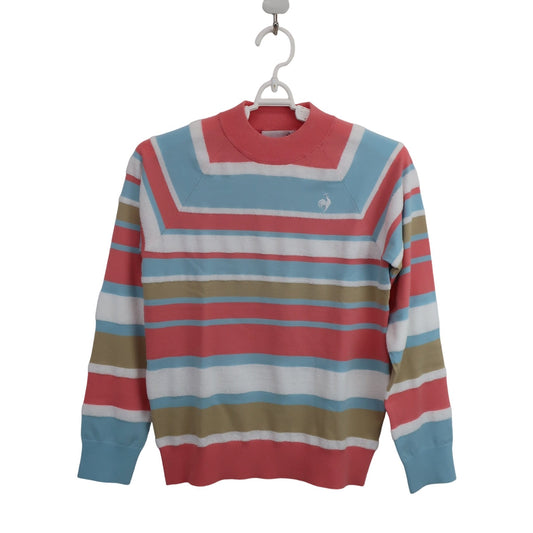 le coq sportif(ルコックスポルティフ) モックネックニットシャツ ピンク系カラフルボーダー レディース S A