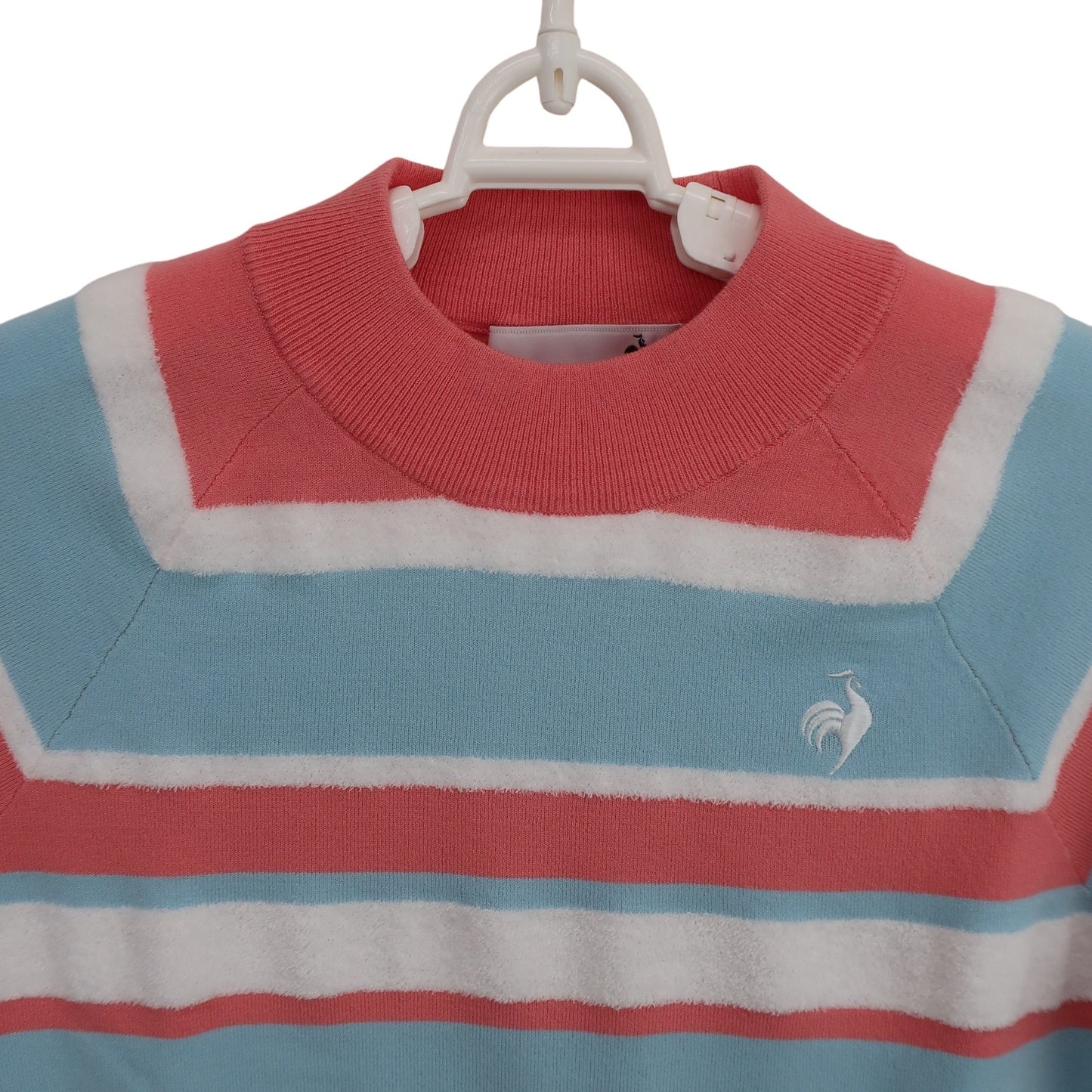 le coq sportif(ルコックスポルティフ) モックネックニットシャツ ピンク系カラフルボーダー レディース S A