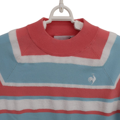 le coq sportif(ルコックスポルティフ) モックネックニットシャツ ピンク系カラフルボーダー レディース S A