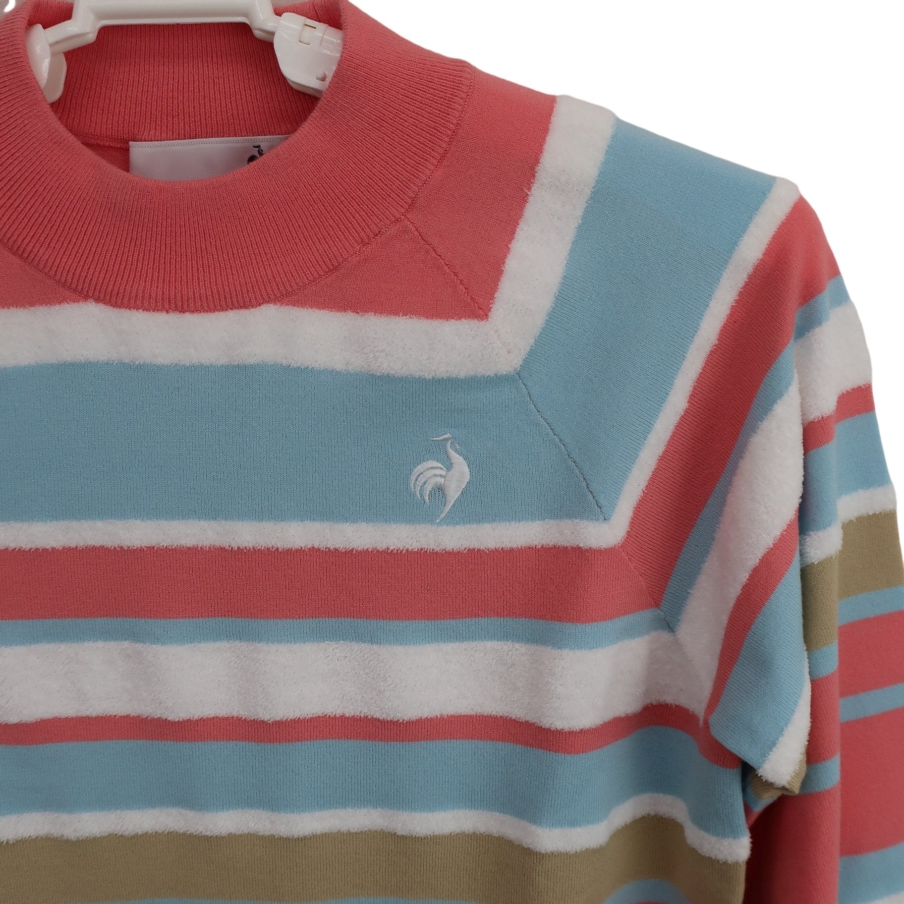 le coq sportif(ルコックスポルティフ) モックネックニットシャツ ピンク系カラフルボーダー レディース S A