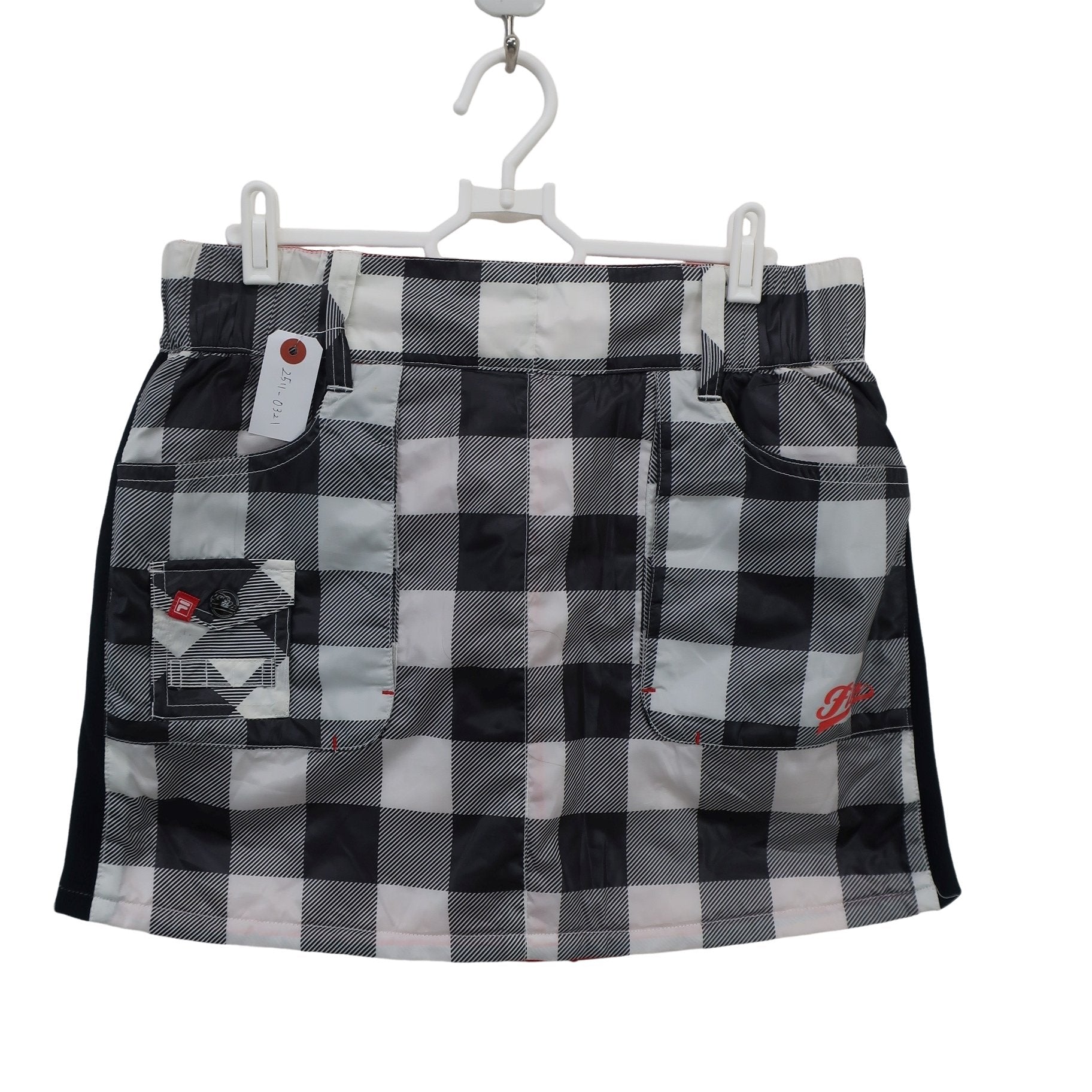 FILA GOLF(フィラゴルフ) ナイロンスカート 白黒チェック レディース L A