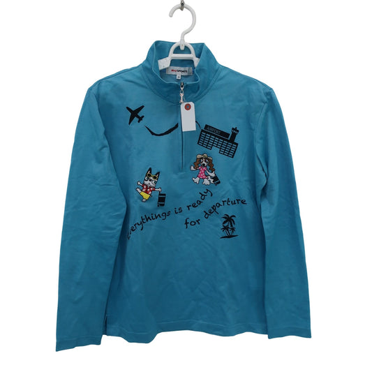 M.U SPORTS(エムユースポーツ) 長袖ハーフジップシャツ 水色 レディース 44 B
