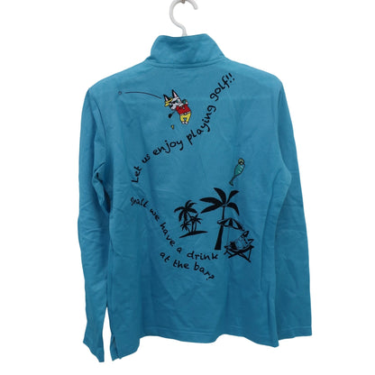 M.U SPORTS(エムユースポーツ) 長袖ハーフジップシャツ 水色 レディース 44 B