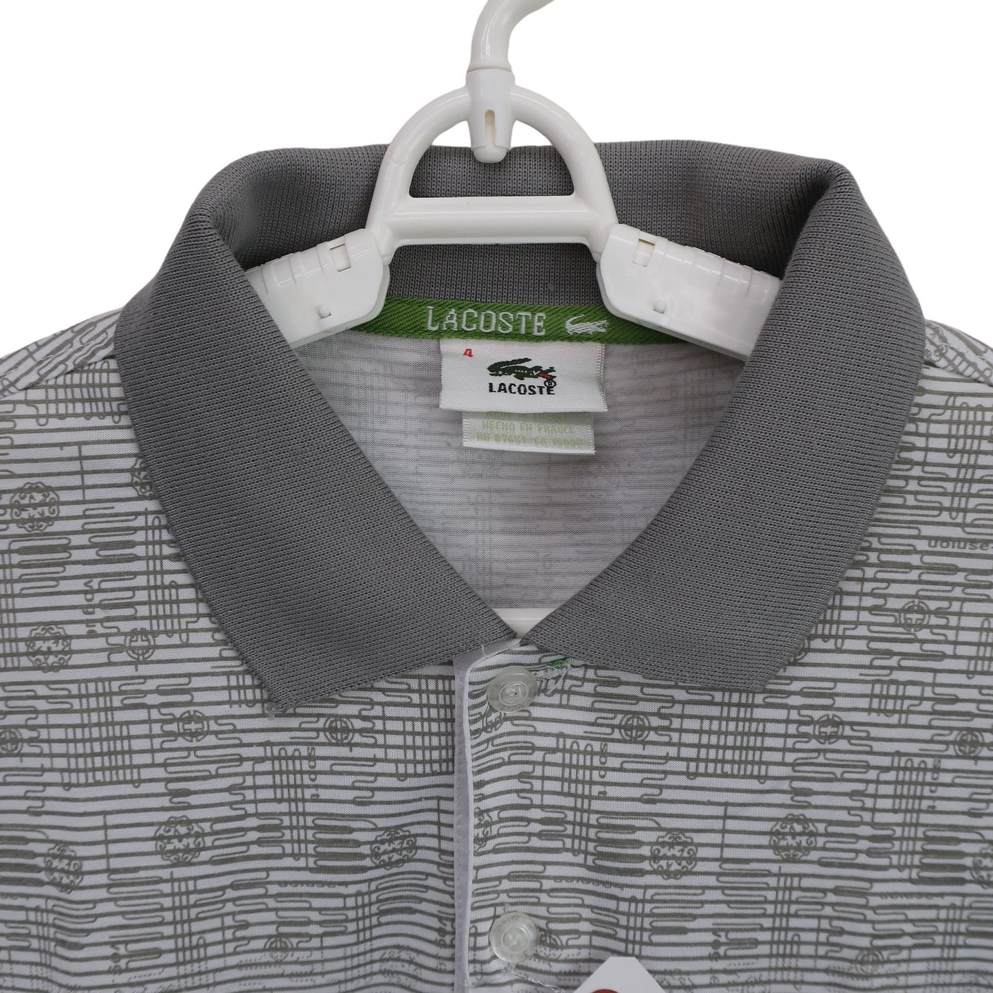 LACOSTE(ラコステ) ポロシャツ グレー白 メンズ 4 B