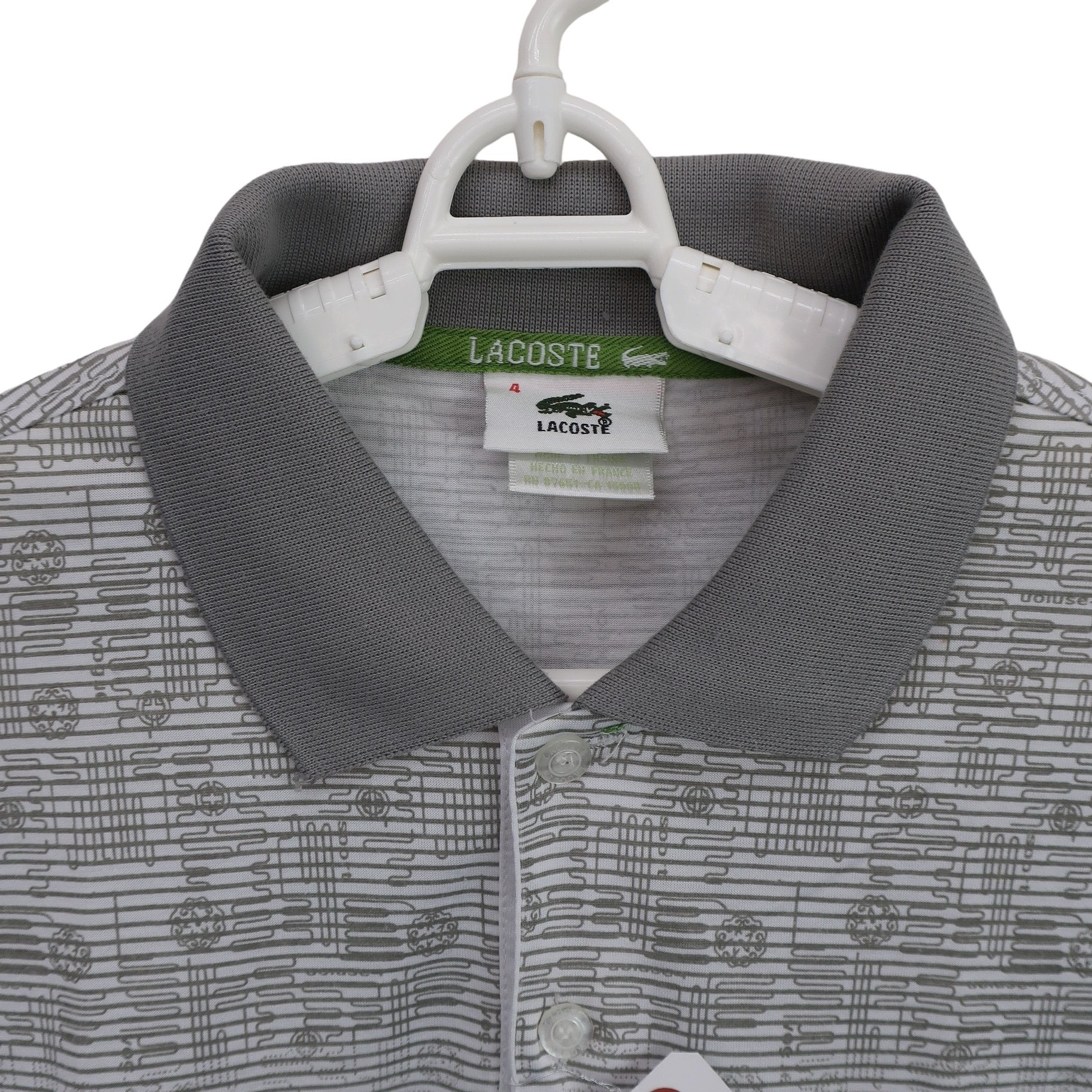 LACOSTE(ラコステ) ポロシャツ グレー白 メンズ 4 B