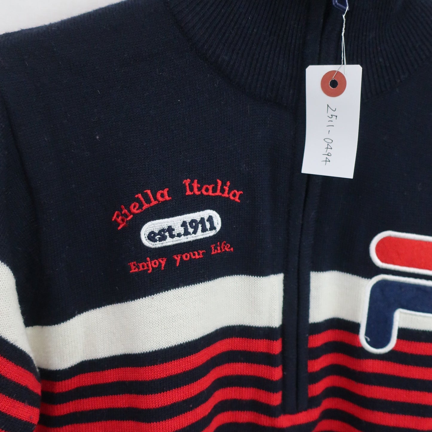 FILA GOLF(フィラゴルフ) ハーフジップセーター ネイビー赤 レディース M B