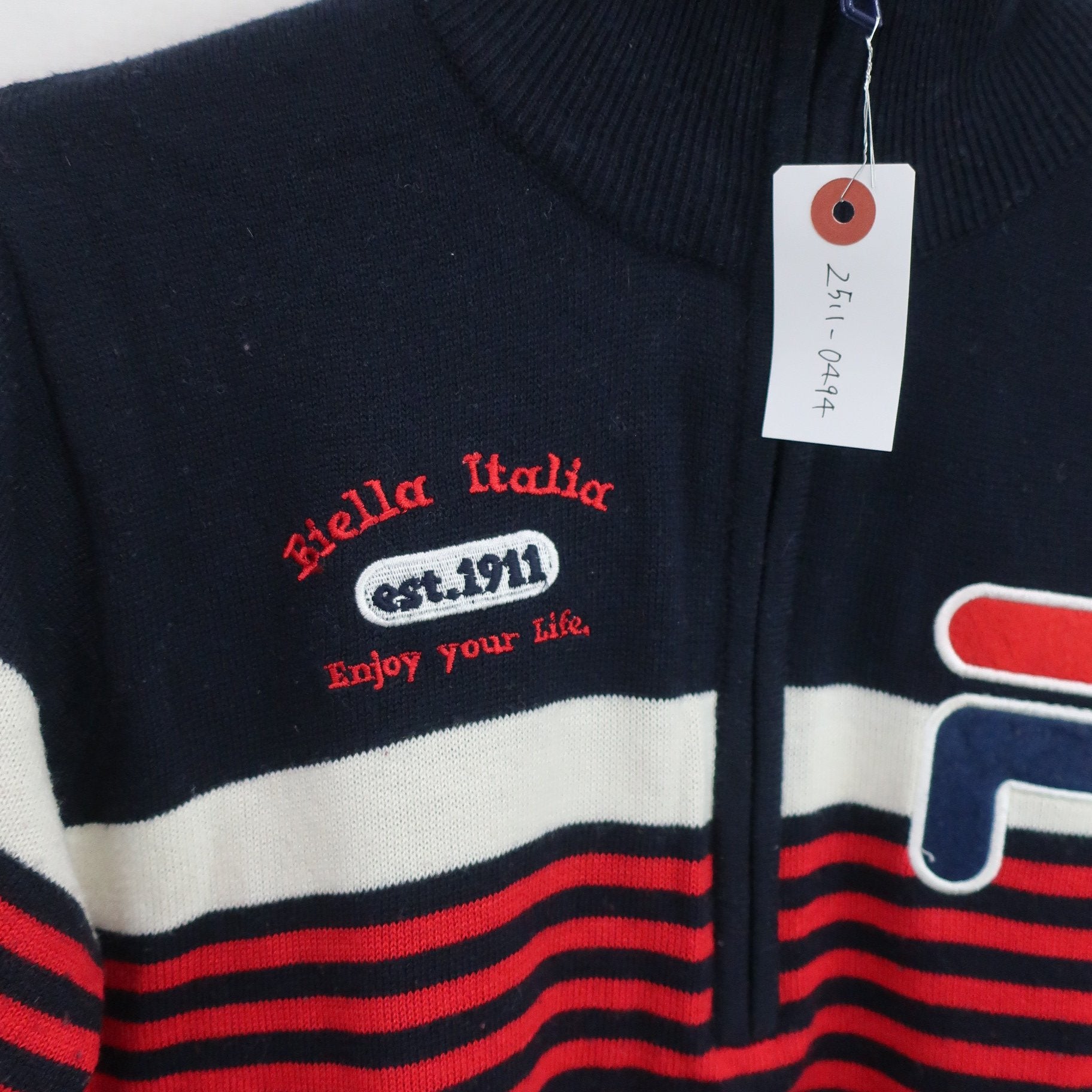 FILA GOLF(フィラゴルフ) ハーフジップセーター ネイビー赤 レディース M B